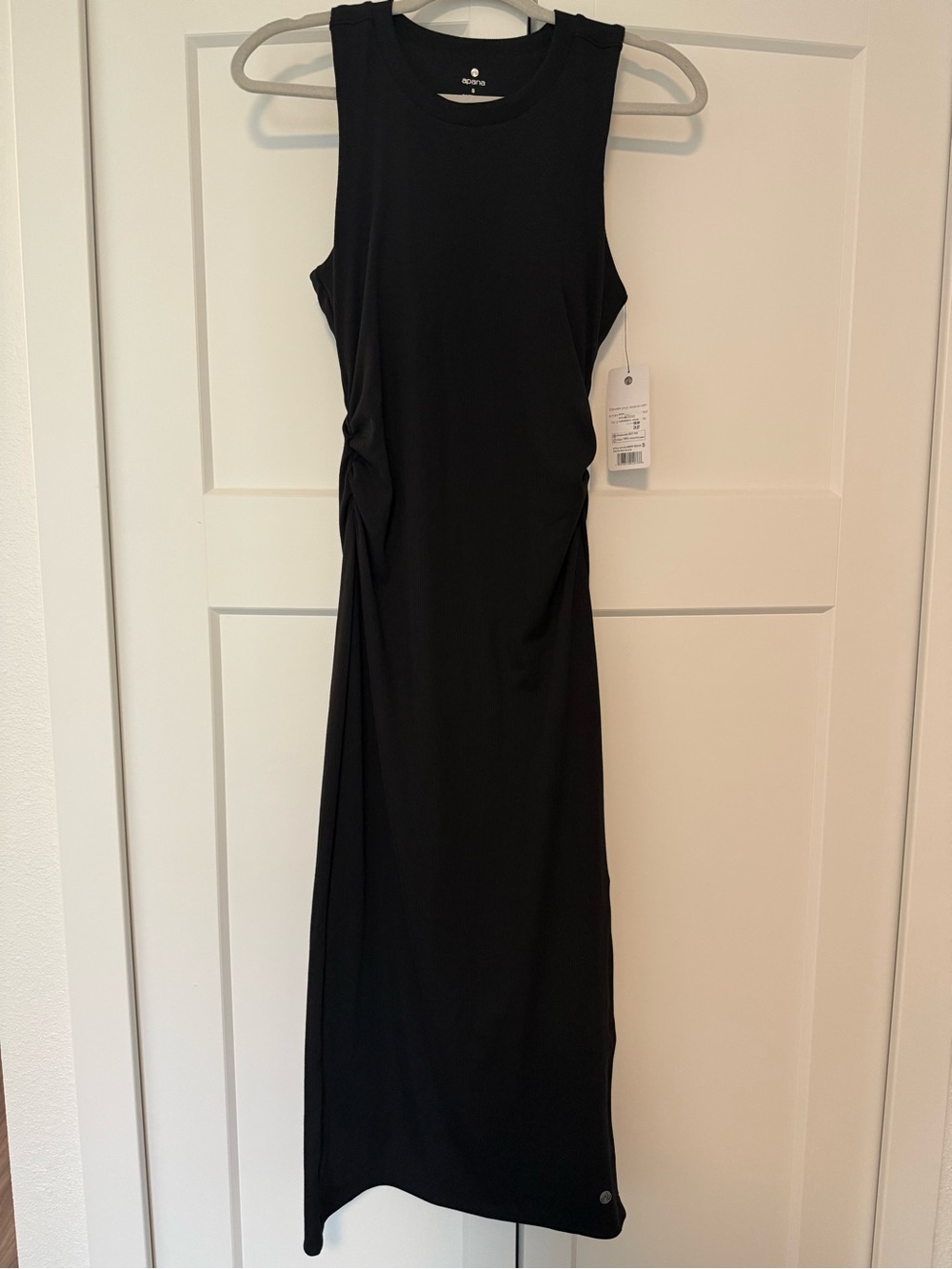 Apana Black Sleeveless Maxi Dress with Side Twist